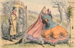 Frøken Shannons ankomst til Baldon Hall, 1855. av John Leech