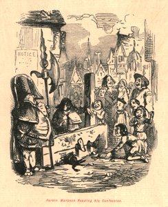 Perkin Warbeck leser sin bekjennelse, 1897. av John Leech
