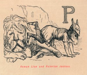 Roman Lion and Falerian Jackass, 1852 av John Leech