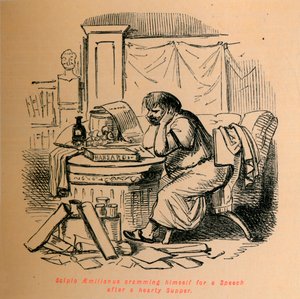 Scipio Aemilianus propper seg til en tale etter en solid kveldsmat, 1852 av John Leech