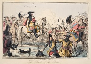 The Battle of the Boyne, fra The Comic History of England, pub. 1864 (håndfarget etsning)