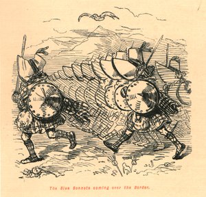 The Blue Bonnets kommer over grensen, 1897. av John Leech