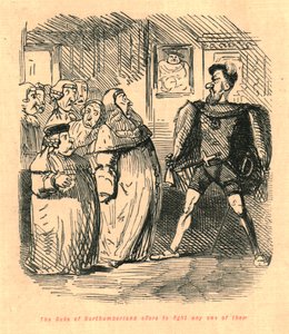Hertugen av Northumberland tilbyr å kjempe mot en av dem, 1897. av John Leech