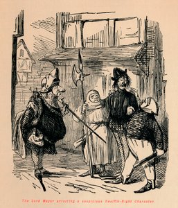 Lord Mayor arresterer en mistenkelig tolvte-natt-karakter, c1860, c1860 av John Leech