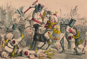 Fantastisk kamp mellom Richard Coeur de Lion og Saladin, 1850 av John Leech and Gilbert Abbott A Beckett