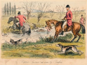 Kaptein Spurrier hugget ned av Romford, 1865. Kunstnere: John Leech, Hablot Knight Browne. av John Leech and Hablot Knight Browne