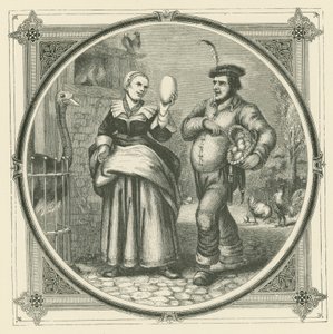 En høne legger hver dag, men en struts bare en gang i året (gravering) av John Leighton