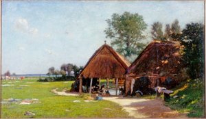 Vaskeplass, Normandie, ca. 1918 av John Leslie Thomson