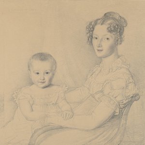 Portrett av en mor og et barn, 1823. av John Linnell