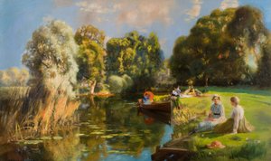 En sommerferie (olje på lerret) av John Lochhead