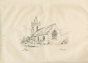 Acton Trussell Church: litografi med penn og blekk, nd [?1800-tallet] av John Louis Petit
