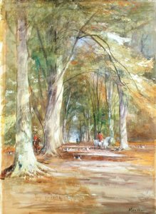 Huntsman in a Clearing (akvarell og kroppsfarge på papir) av John MacWhirter