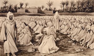Muhammedanere ved bønn (litho) av John Macfarlane