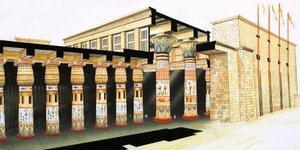 En rekonstruksjon av en del av Hypostyle Hall