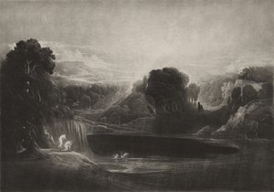 Paradise--Adam og Eva--morgenhymnen, ca. 1827 (mezzotint) av John Martin