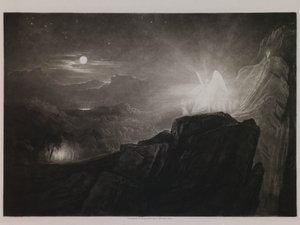 The Angels Guarding Paradise at Night, illustrasjon for "Paradise Lost" av John Milton, bok 4, linje 866 av John Martin