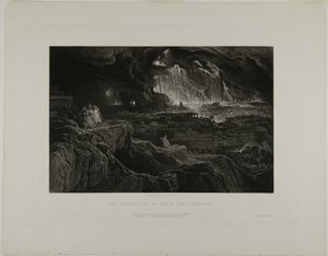 Ødeleggelsen av Sodoma og Gomorra, fra illustrasjoner av Bibelen av John Martin