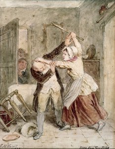 En scene fra Tom Jones, 1838 (wc på papir)