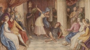 Pyramus og Thisbe, Midsummer Nights Dream, Act V, Scene I, ca. 1840 (wc på papir)