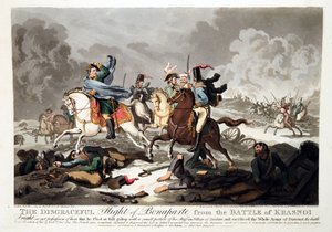The Flight of Bonaparte fra slaget ved Krasnoi (Krasnoje) 1812 - Wright, John Massey (1777-1866) - 1814 - Akvatint - 42,1x57,5 - Privat samling