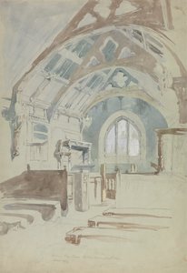 Interiøret i Rag Chapel, Sir Robert Vaugn's Place, Nord-Wales