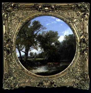 Norfolk River Scene (olje på lerret)