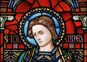 Crick, East Window detalj, Lavers & Barraud, John Millner Allen (1827-1902), St John, 1863