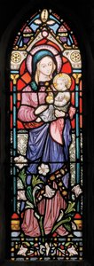 Dover, St Mary In Castro, Lavers & Barraud, John Millner Allen (1827-1902), Madonna & Child, 1861, tilpasset fra Gilbert Scott