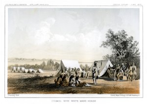 Råd med White Mans Horse, 1856. av John Mix Stanley