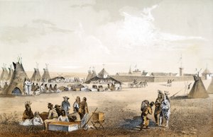 Fort Union, og distribusjon av varer til Assiniboine, pub. 1860