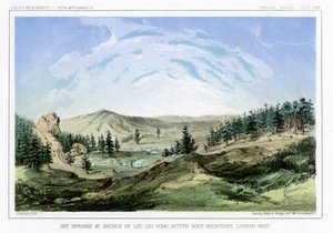 Varme kilder ved deres kilde i Lou Lou Fork, Bitterroot Mountains, Montana, USA, 1856. av John Mix Stanley