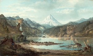 Fjelllandskap med indianere, 1870-75 av John Mix Stanley