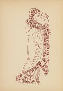 Gammel gresk kvinnekostyme (litho)