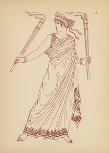 Gammel gresk kvinnekostyme (litho)