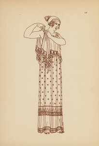 Gammel gresk kvinnedrakt (litho)