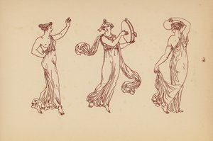 Gammel gresk kvinnekostyme (litho)