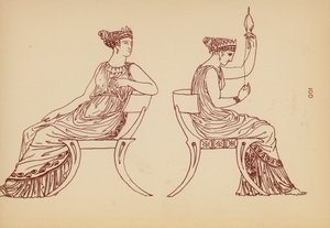 Gammel gresk kvinnekostyme (litho)