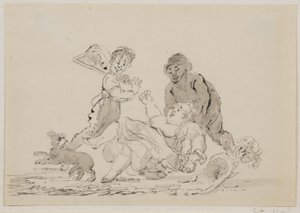 A Street Accident, 1804 (penn, pensel og blekk på papir) av John Nixon