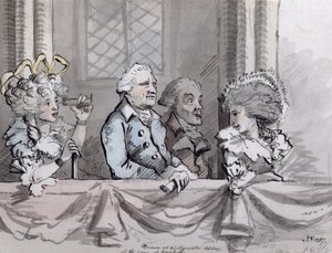 Karikatur av publikum ved Commemoration of Handel i Westminster Abbey, 1787 (blekk og akvarell)