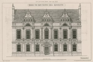 Design for New Vestry Hall, Kensington, London av John Oldrid Scott