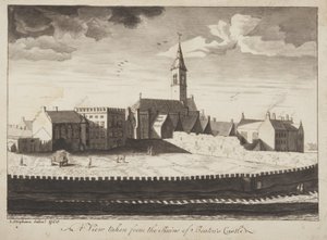 St Andrews Delineated - En utsikt tatt fra ruinene til Beatons Castle (penn og vask på papir)