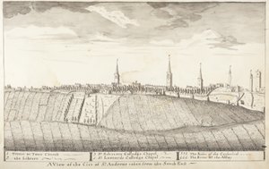 St Andrews Delineated - En utsikt over byen St Andrews tatt fra sørøst (penn og vask på papir)