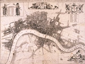 Kart over London, c1680 av John Oliver