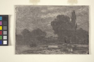 Myrlendt landskap (etsing og monoprint)