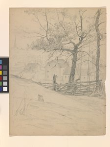 Study For The Old Mills At Brookville (blyant på off-white papir)