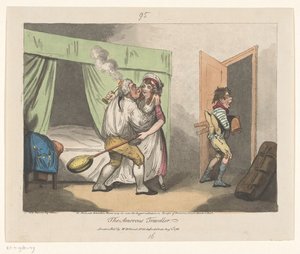 De Lustige Reiziger The Amorous Traveler (tittel på objekt) av John Pettit (attributed to)