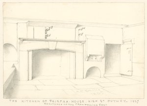 Kjøkkenet på Fairfax House, High Street, Putney, 1887; residensen til Cromwellian Gent