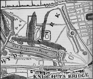 Kart over Hyde Park, London, 1748 1878