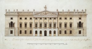 Wentworth Castle, design for sørfronten, ca. 1760 (penn og blekk og akvarell på papir) av John Platt
