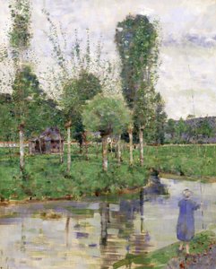On the River, Sainte-Gertrude, Caudebec, Normandie (olje på lerret) av John Quinton Pringle